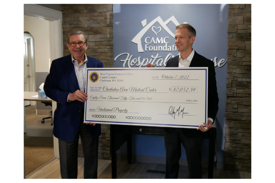 WV Treasurer presents check at Hospitality House CAMC Health System